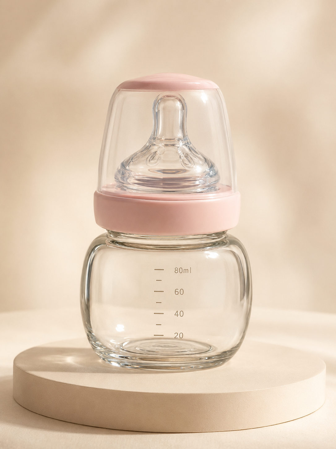 ROVCO Wide-Neck Glass Fruit Juice Feeding Bottle 80ml | Large-Flow Silicone Nipple for 6+ Months | RK-3057
